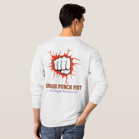 Smash Punch Fist – Bold Strength Motivation Art Tシャツ (裏面フル)