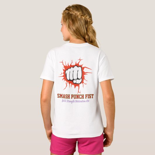 Smash Punch Fist – Bold Strength Motivation Art Tシャツ (裏面フル)