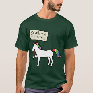 Smash the Patriarchy 白いユニコーン ルーズフィット 面白い Tシャツ