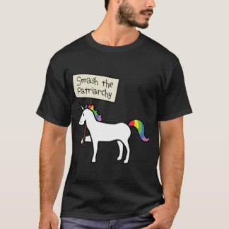 Smashhe Patriarchy White Unicorn Relaed Fit boy gi Tシャツ