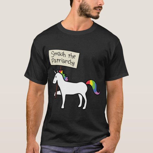 Smashhe Patriarchy White Unicorn Relaed Fit boy gi Tシャツ (正面)