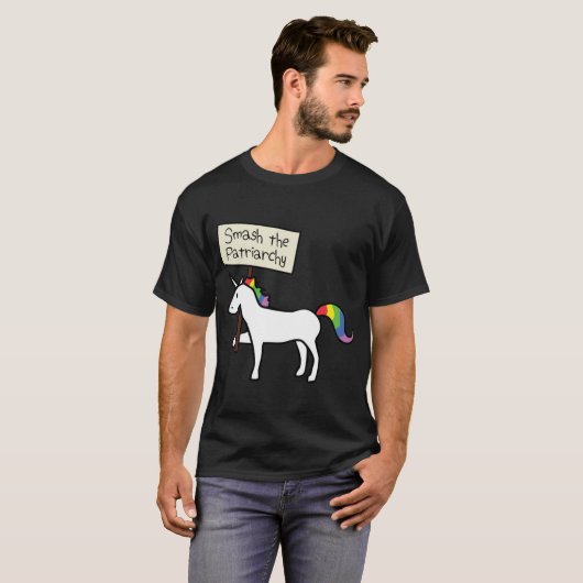 Smashhe Patriarchy White Unicorn Relaed Fit boy gi Tシャツ (正面フル)