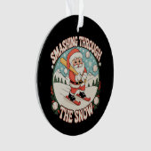 Smashing Through The Snow Baseball Santa Christmas オーナメント (正面)