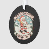Smashing Through The Snow Baseball Santa Christmas オーナメント (正面)