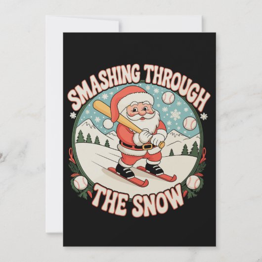 Smashing Through The Snow Baseball Santa Christmas シーズンカード (正面)