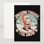 Smashing Through The Snow Baseball Santa Christmas シーズンカード (正面/裏面)