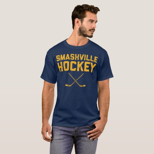Smashvilleのホッケーのオールドスタイルのワイシャツ Tシャツ (正面フル)