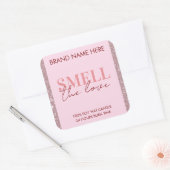 Smell The Love Custom Pink Glitter Candle Label スクエアシール (封筒)