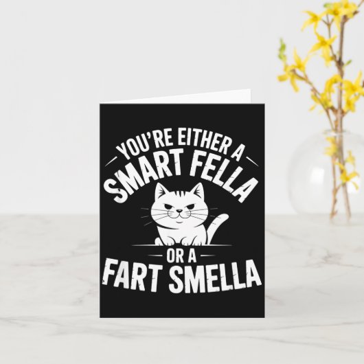 Smella Cat Smart Fart Humor Spoonerism Fella Fun カード (黄色い花)