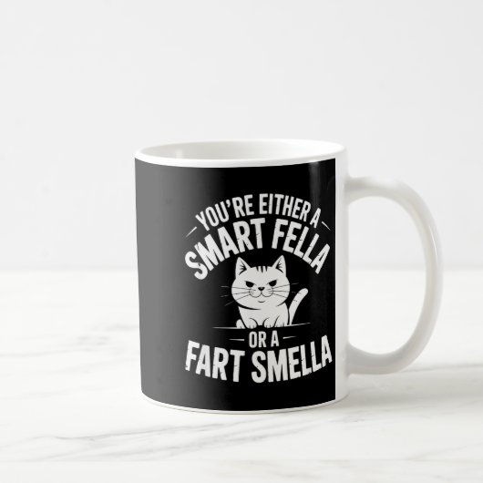 Smella Cat Smart Fart Humor Spoonerism Fella Laugh コーヒーマグカップ (右)