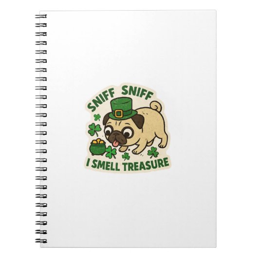 Smelling Treasure Pug St.Patrick's Day ノートブック (正面)