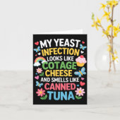 Smells Like Canned Tuna Inappropriate Humor Saying カード (黄色い花)