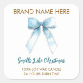 Smells Like Christmas | Blue Bow Candle Labels スクエアシール (正面)