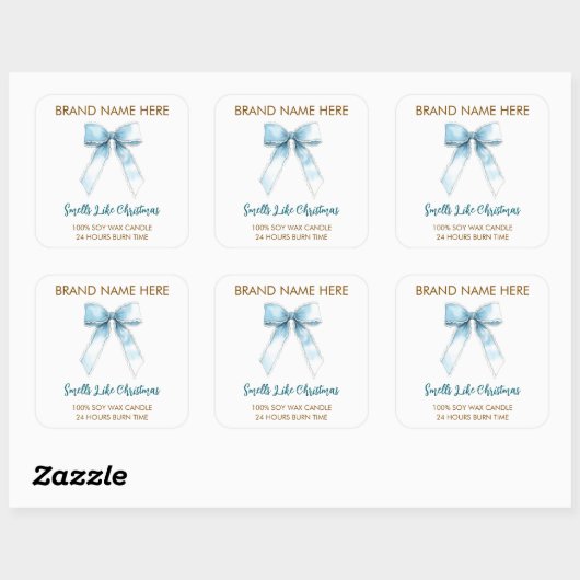 Smells Like Christmas | Blue Bow Candle Labels スクエアシール (シート)