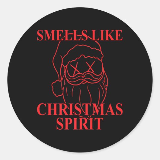 Smells Like Christmas Srit Santa Claus Xmas ラウンドシール (正面)