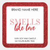 Smells Like Love Valentine Glitter Candle Label  スクエアシール (正面)