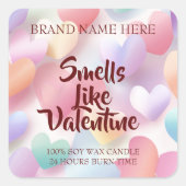 Smells Like Valentine Candle Label Love Theme スクエアシール (正面)
