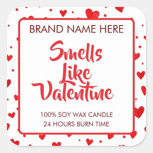 Smells Like Valentine Custom Candle Labels  スクエアシール (正面)