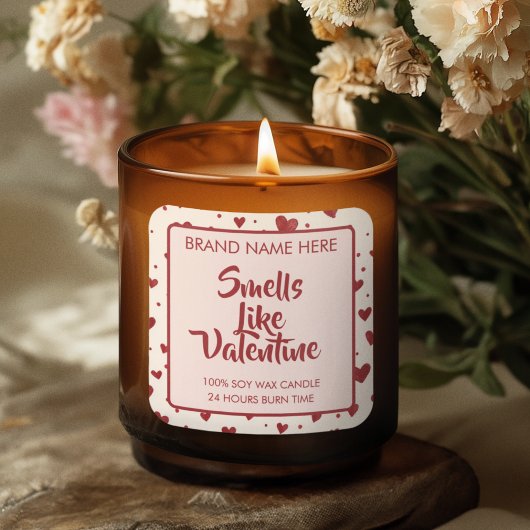 Smells Like Valentine Custom Pink Candle Labels  スクエアシール