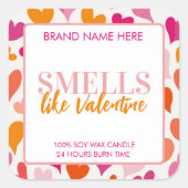 Smells Like Valentine Pink Candle Label  スクエアシール (正面)