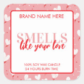 Smells Like Your Kisses Valentine Candle Label  スクエアシール (正面)