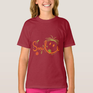 Smile Brush Style Line Art 女の子用Tシャツ Tシャツ