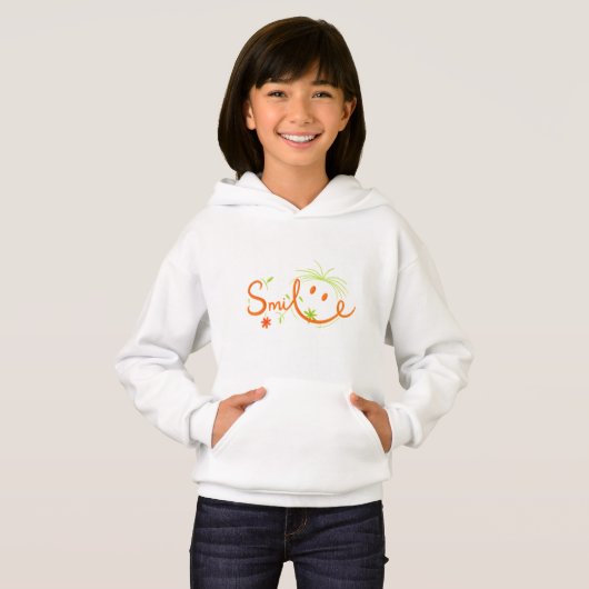 Smile Brush Style Line Art | Kids’ Pullover Hoodie (正面フル)