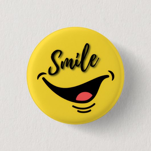Smile 😊 | Cheerful Yellow Badge | Positive Vibes 缶バッジ (正面)
