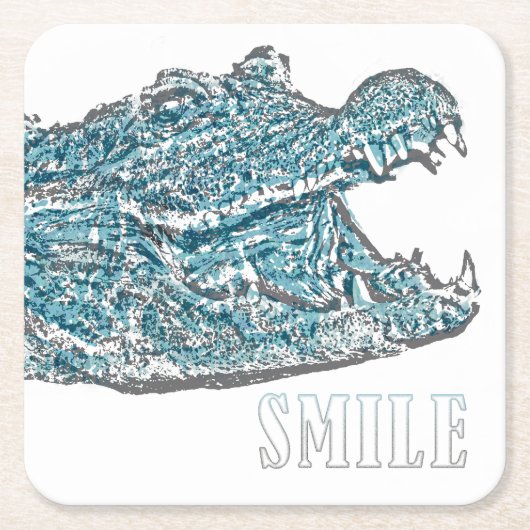 Smile Crocodile  スクエアペーパーコースター (正面)