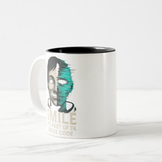 Smile Dress Code Digital Glitch ツートーンマグカップ (正面左)