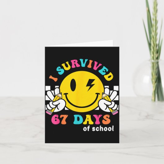 Smile Face I Survived 67 Days Of School  カード (正面)