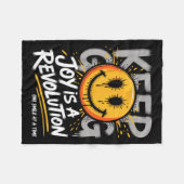 Smile Face Optimism Good Energy Mental Health Awar フリースブランケット (正面(横))