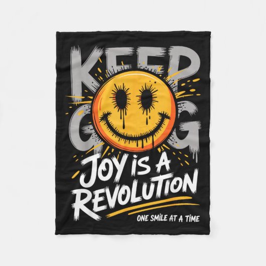 Smile Face Optimism Good Energy Mental Health Awar フリースブランケット (正面)