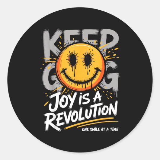 Smile Face Optimism Good Energy Mental Health Awar ラウンドシール (正面)