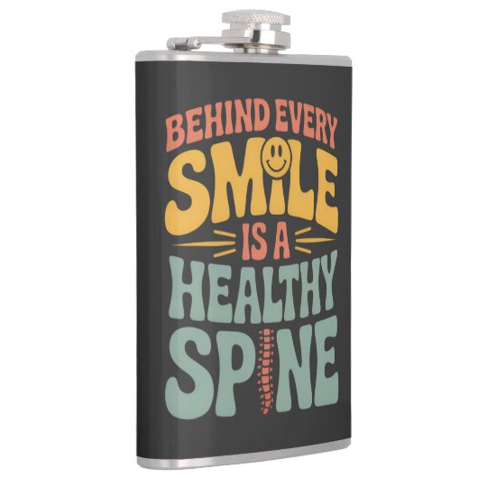 Smile Healthy Spine Chiropractor Quote Design フラスク (右)