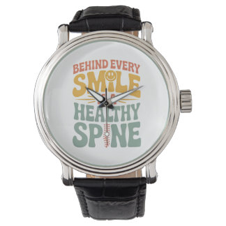 Smile Healthy Spine Chiropractor Quote Design 腕時計