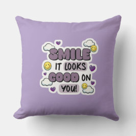 Smile It Looks Good on You Throw Pillow クッション