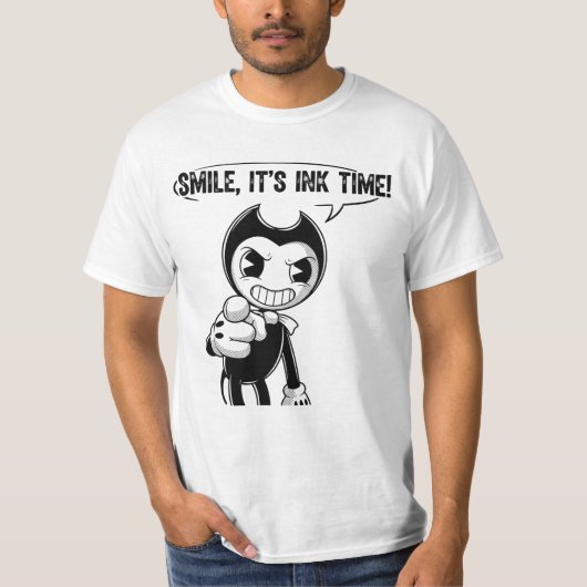 Smile It’s Ink Time Creepy Cartoon Ink Demon Graph Tシャツ (正面)