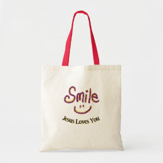 Smile Jesus Loves You キリスト教の名言 トートバッグ