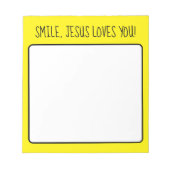 Smile, Jesus Loves You 黄色い幸せな太陽 ノートパッド (正面)