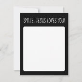 Smile, Jesus Loves You 黒と白 ノートカード (正面)