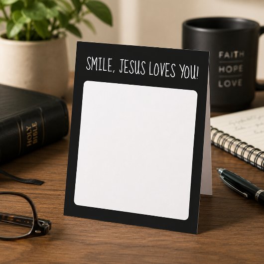 Smile, Jesus Loves You 黒と白 ノートカード