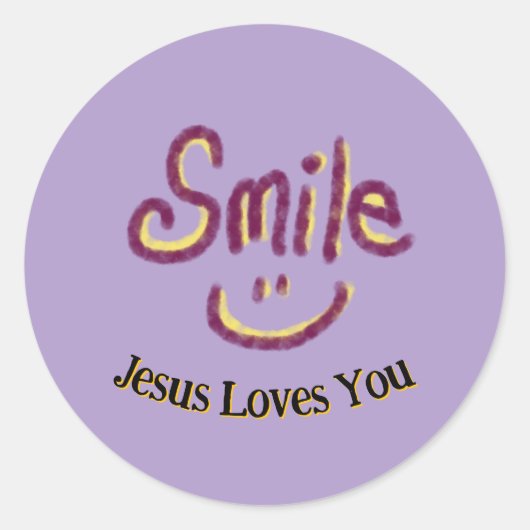 Smile Jesus Loves You Christian  ラウンドシール (正面)