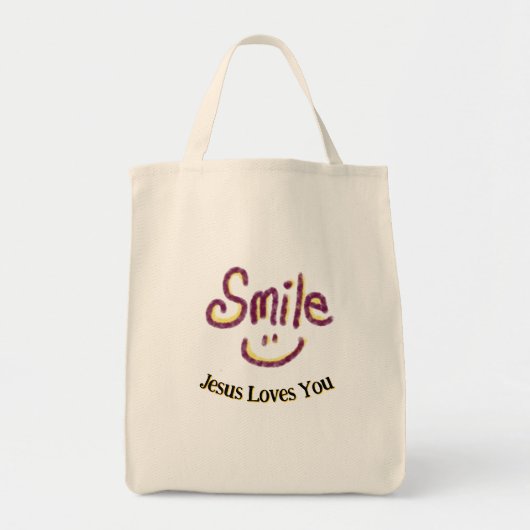 Smile Jesus Loves You Personalized  トートバッグ (正面)