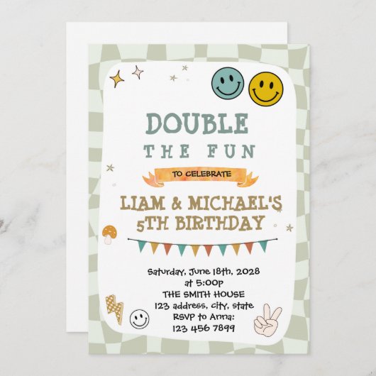 Smile joint birthday invitation 招待状 (正面/裏面)