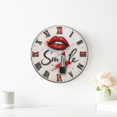 Smile Lipstick Glam Makeup Beauty Art ラージ壁時計 (ホーム)