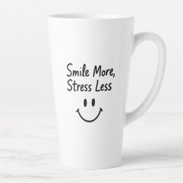 Smile More, Stress Less Doodle Design カフェラテマグ