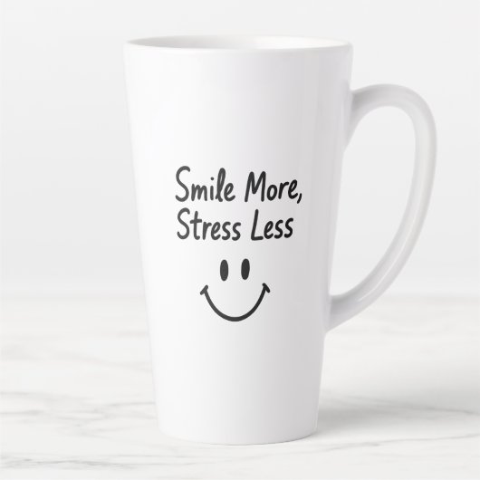 Smile More, Stress Less Doodle Design カフェラテマグ (右)