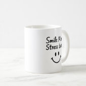 Smile More, Stress Less Doodle Design コーヒーマグカップ (正面右)