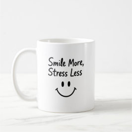 Smile More, Stress Less Doodle Design コーヒーマグカップ